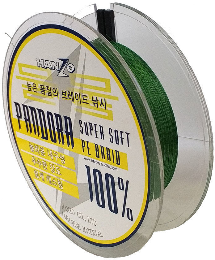 Плетеный шнур Hanzo Pandora Green 0.4 (100м) 0,10мм 4.8кг