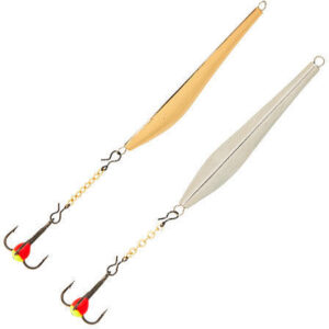 Блесна вертикал. зим. Lucky John DOUBLE BLADE с цеп. и тр. 55мм SG блистер