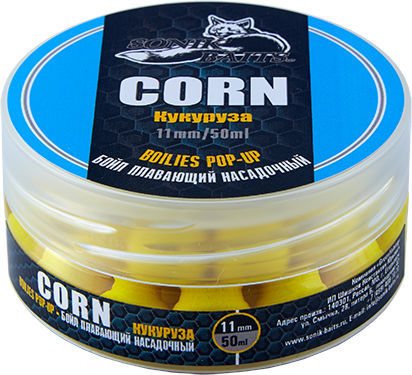 Бойлы насад. плав. Sonik Baits CORN Fluo Pop-ups 10 мм 50мл (Кукуруза)