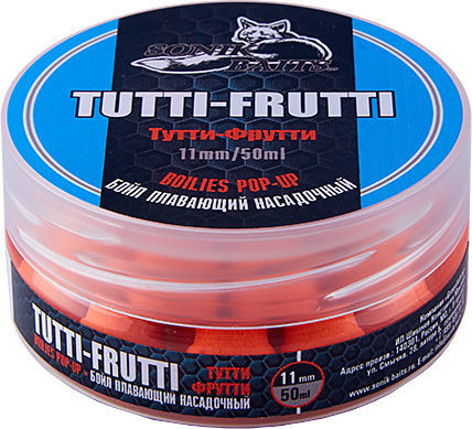 Бойлы насад. плав. Sonik Baits TUTTI FRUTTI Fluo Pop-ups 10 мм 50мл (Тутти-Фрутти)