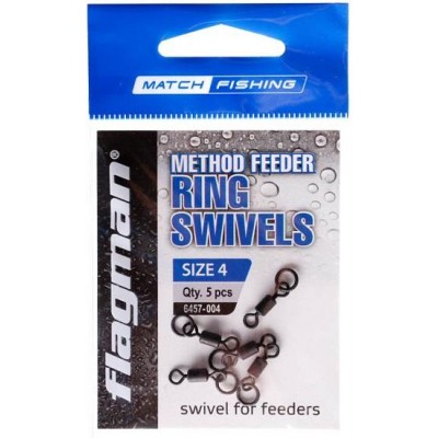 FLAGMAN Вертлюжок с кольцом Flat Feeder Rings Swivels №7 5шт